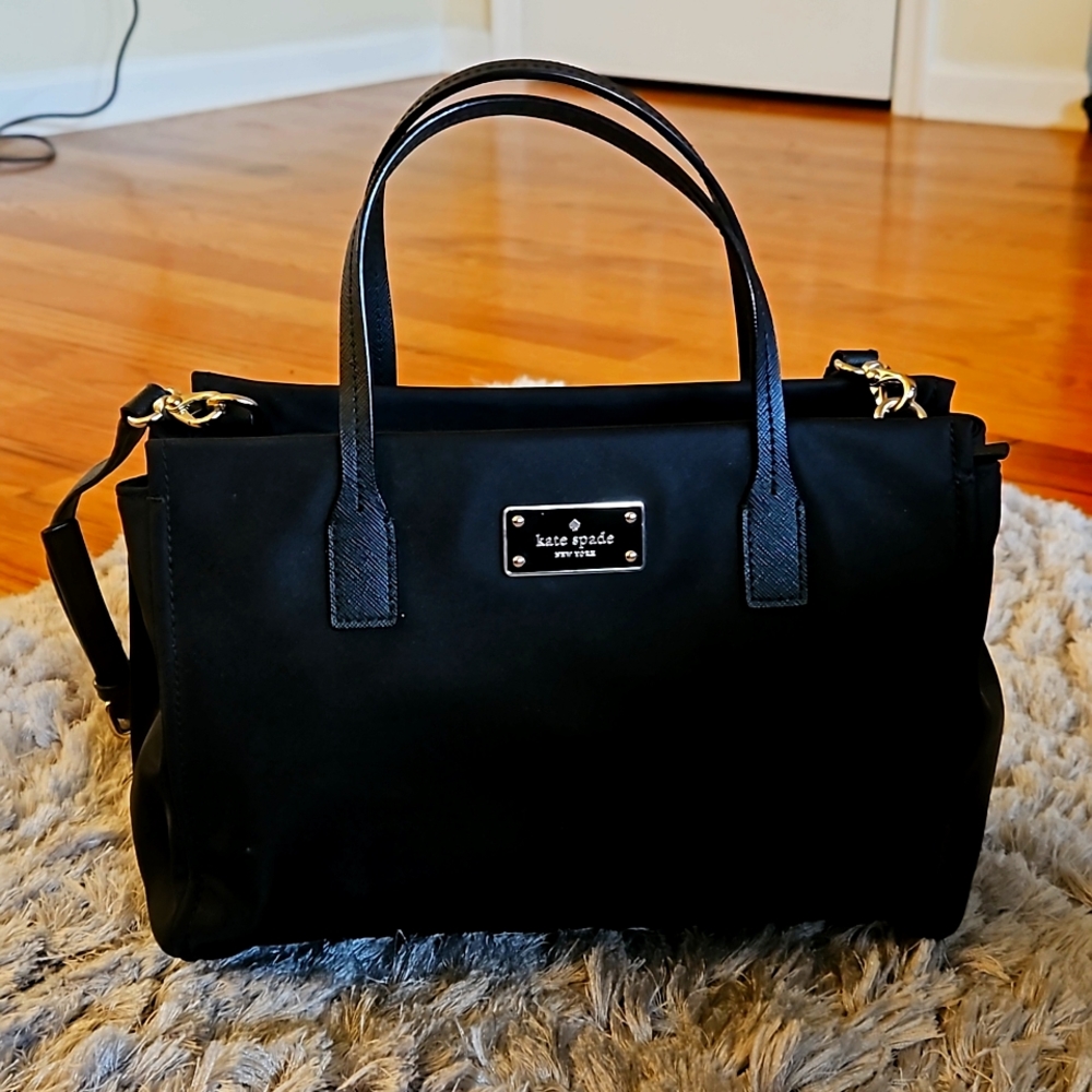 kate spade Black Nylon Satchel with Gold Hardware